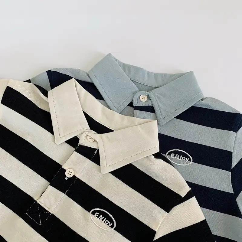 Boys Striped Polo Shirt 2025 Long Sleeve T-Shirt - Image 5