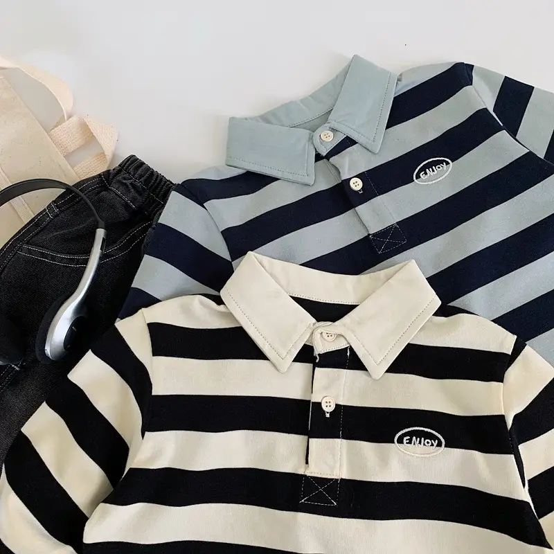 Boys Striped Polo Shirt 2025 Long Sleeve T-Shirt — feature 6