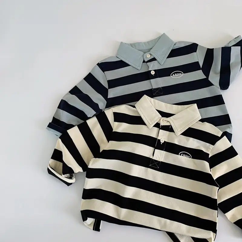 Boys Striped Polo Shirt 2025 Long Sleeve T-Shirt — feature 9