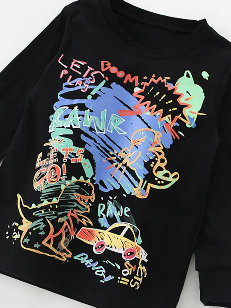 Malwee Boys' Graphic Long Sleeve T-Shirt Black - Image 4