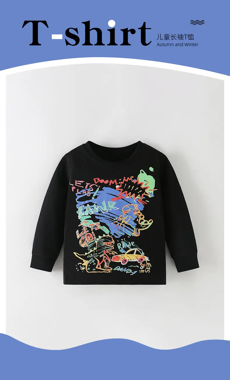 Malwee Boys' Graphic Long Sleeve T-Shirt Black — feature 1