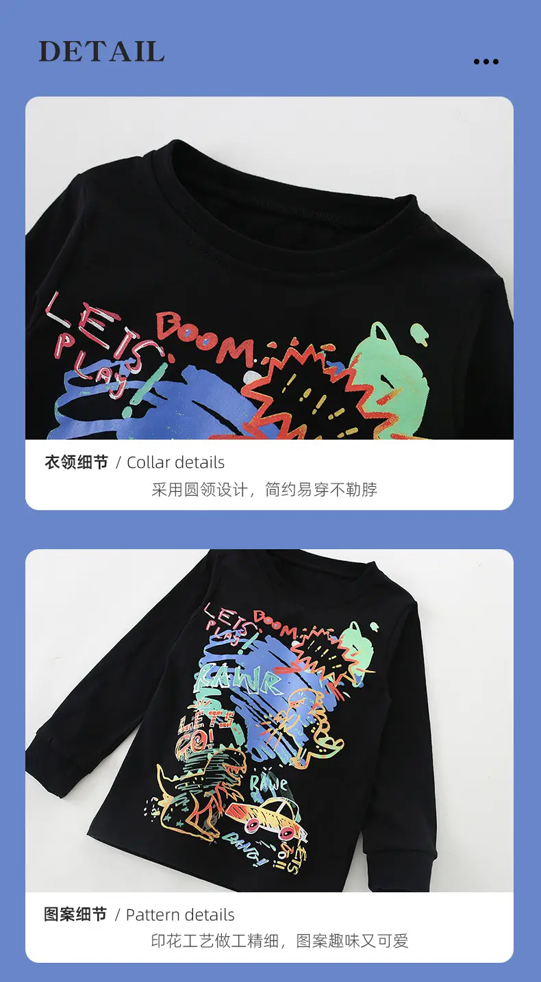 Malwee Boys' Graphic Long Sleeve T-Shirt Black — feature 5