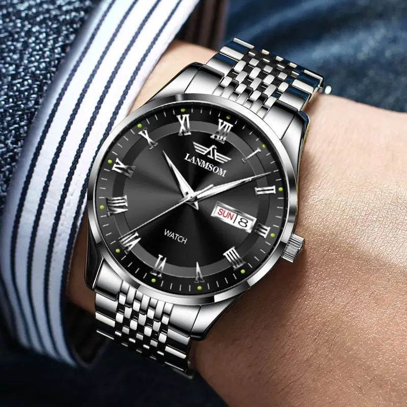 Langsuo Watch Fully Automatic Men's Non-Mechanical Watch Quartz Watch Ultra-Thin Business Simple Waterproof Student Casual Calendar — feature 10