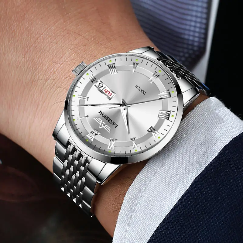 Langsuo Watch Fully Automatic Men's Non-Mechanical Watch Quartz Watch Ultra-Thin Business Simple Waterproof Student Casual Calendar — feature 12