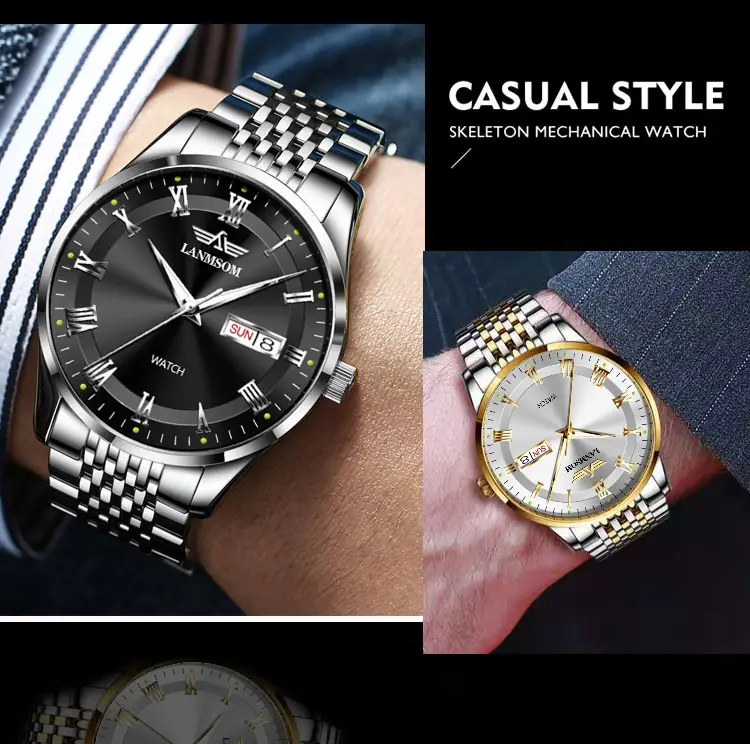 Langsuo Watch Fully Automatic Men's Non-Mechanical Watch Quartz Watch Ultra-Thin Business Simple Waterproof Student Casual Calendar — feature 17