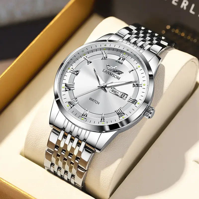 Langsuo Watch Fully Automatic Men's Non-Mechanical Watch Quartz Watch Ultra-Thin Business Simple Waterproof Student Casual Calendar