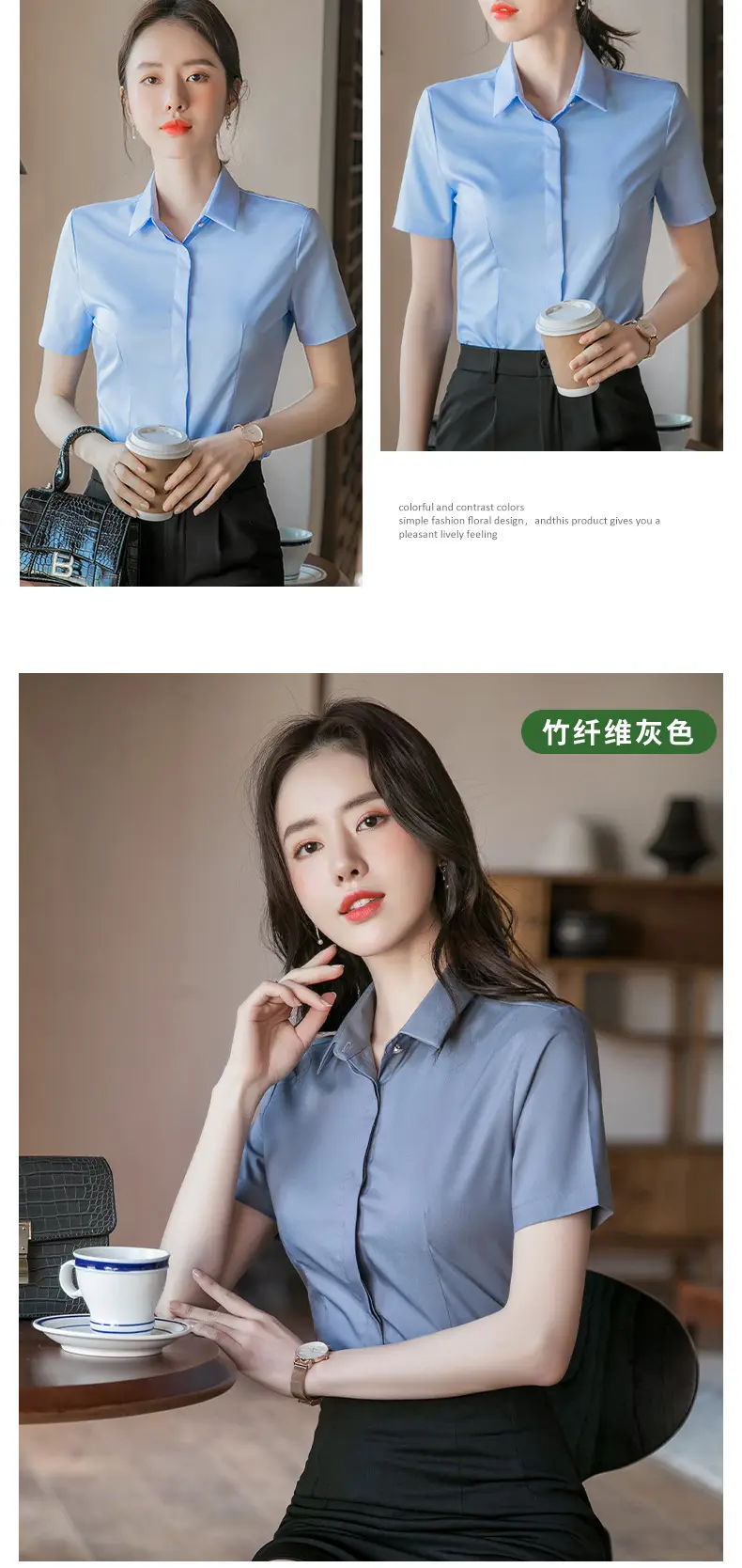 Bamboo Fiber White Long-Sleeved Shirt for Women 2026 New Style Professional Wear Blue Shirt for Women Long-Sleeved Elegant Work Clothes Wholesale — feature 15