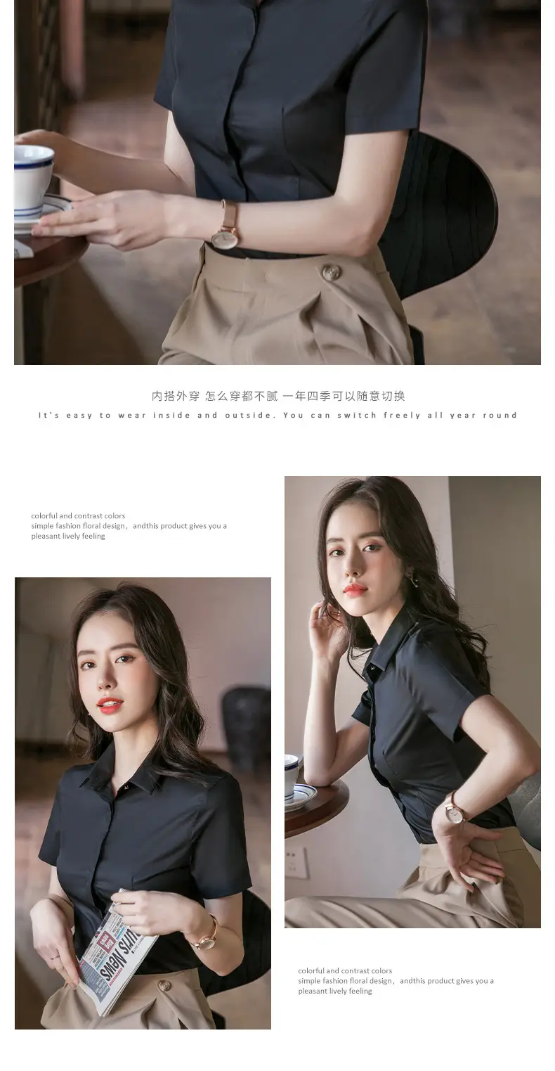 Bamboo Fiber White Long-Sleeved Shirt for Women 2026 New Style Professional Wear Blue Shirt for Women Long-Sleeved Elegant Work Clothes Wholesale — feature 17