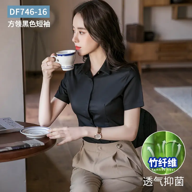 Bamboo Fiber White Long-Sleeved Shirt for Women 2026 New Style Professional Wear Blue Shirt for Women Long-Sleeved Elegant Work Clothes Wholesale