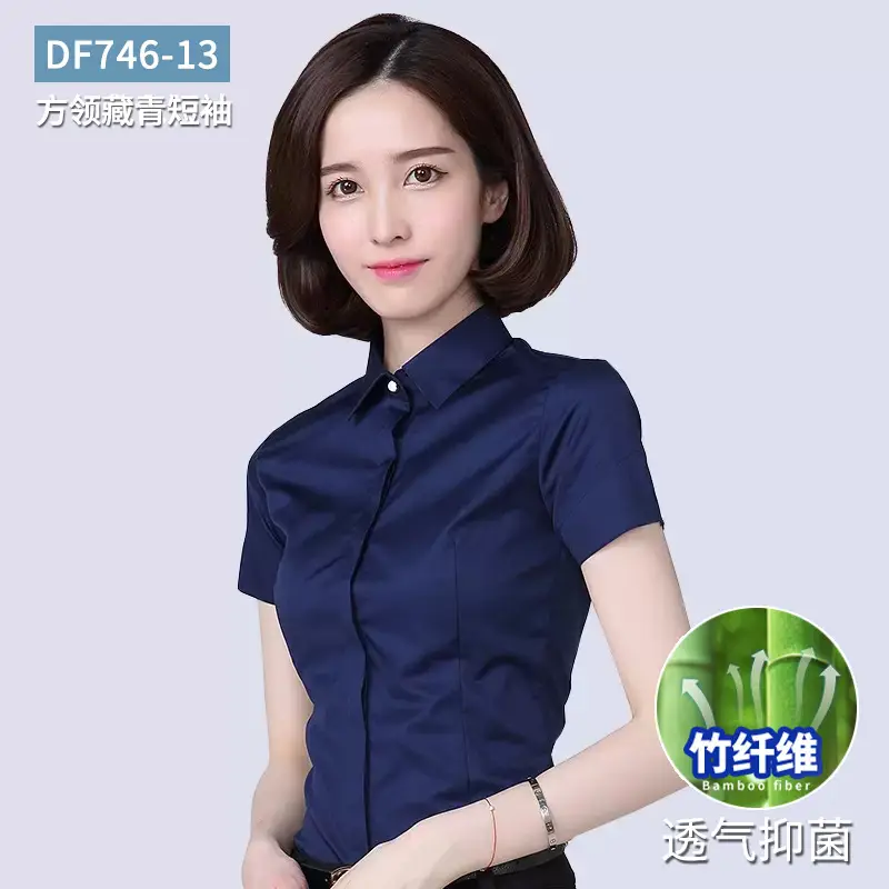 Bamboo Fiber White Long-Sleeved Shirt for Women 2026 New Style Professional Wear Blue Shirt for Women Long-Sleeved Elegant Work Clothes Wholesale