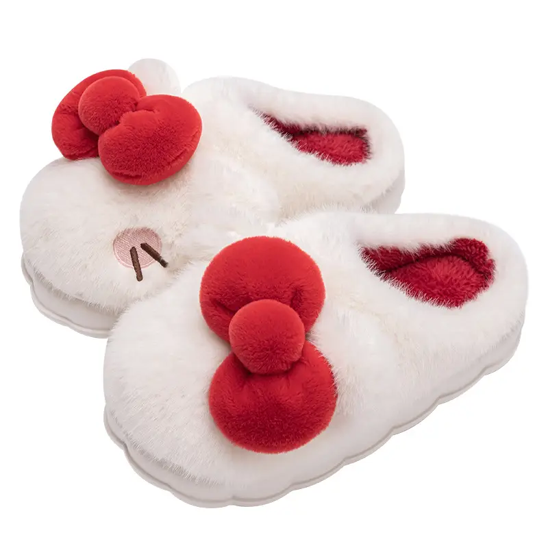Plush Cotton Slippers for Women, Autumn and Winter, with a Soft, Stepping-On-Clouds Feel, Indoor Home Thick-Soled Non-Slip Warm Cotton Shoes for Women in Winter