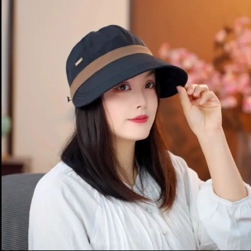 Women's White Duckbill Sun Hat with Face Cover — feature 5
