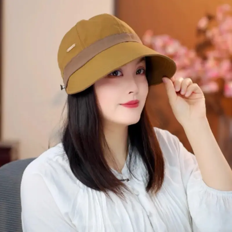 Women's White Duckbill Sun Hat with Face Cover — feature 6