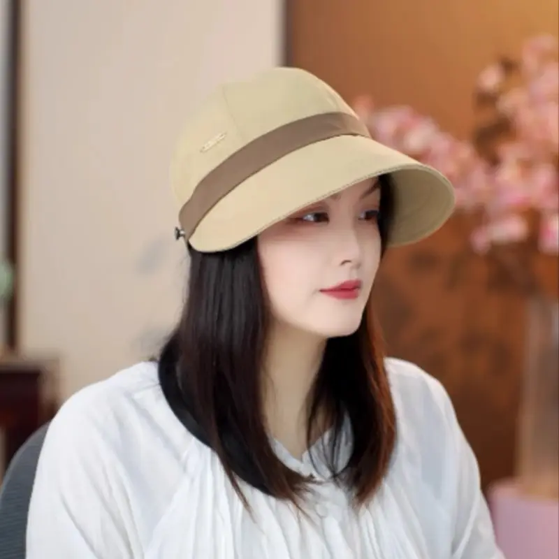 Women's White Duckbill Sun Hat with Face Cover — feature 8