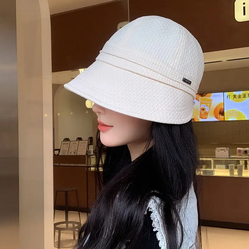 Women's White Duckbill Sun Hat with Face Cover - Image 11