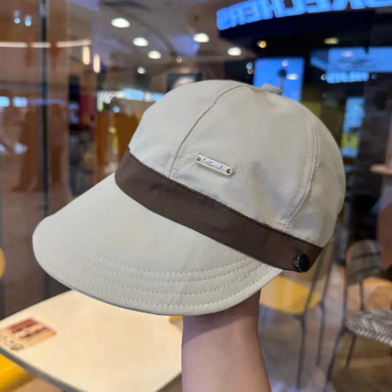 Women's White Duckbill Sun Hat with Face Cover - Image 4