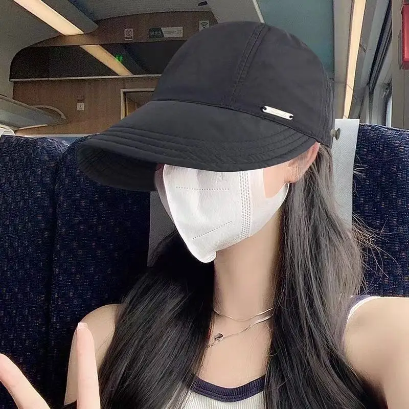 Women's White Duckbill Sun Hat with Face Cover - Image 7