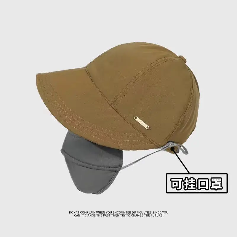 Women's White Duckbill Sun Hat with Face Cover - Image 8