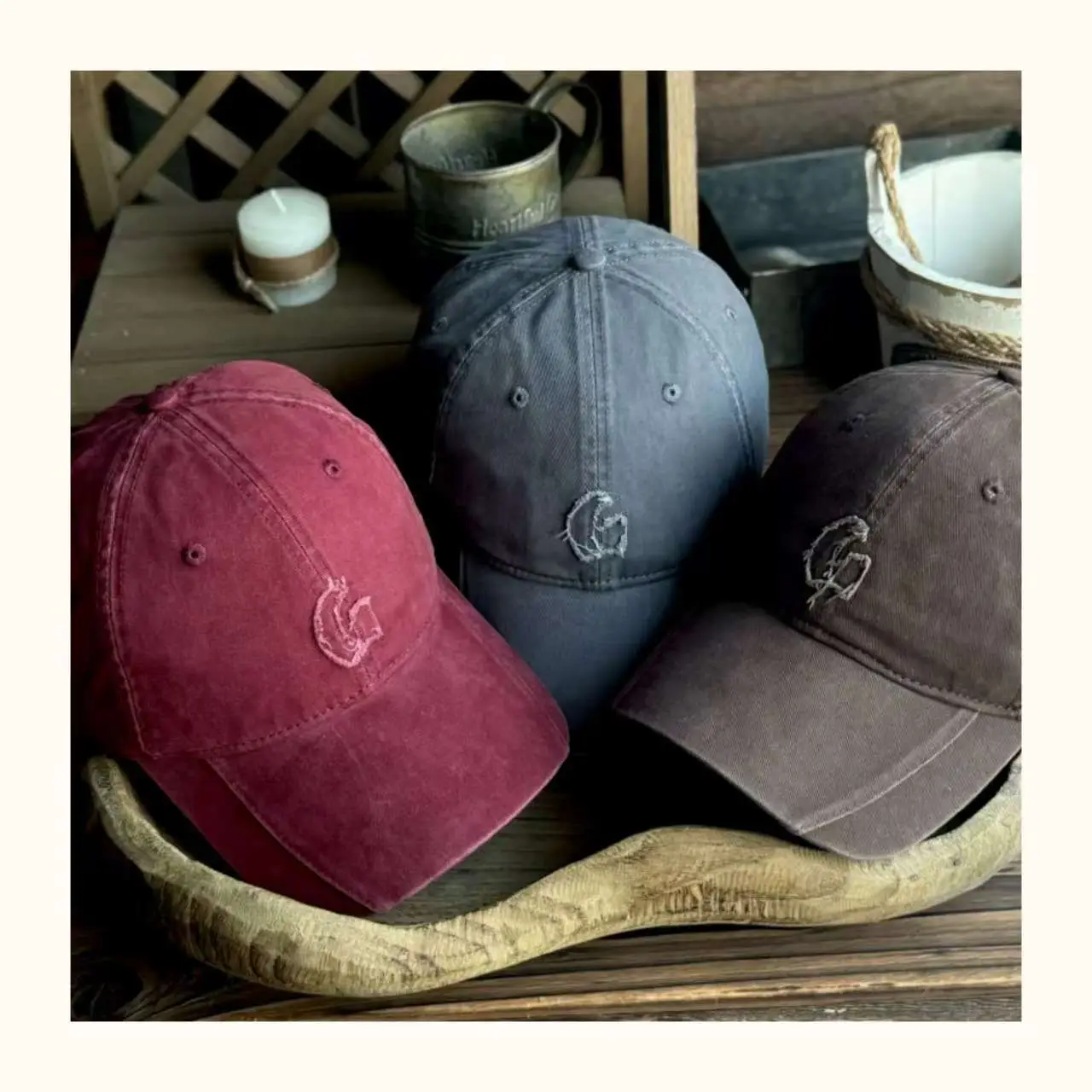 Maroon Japanese Style Baseball Cap for Men — feature 2