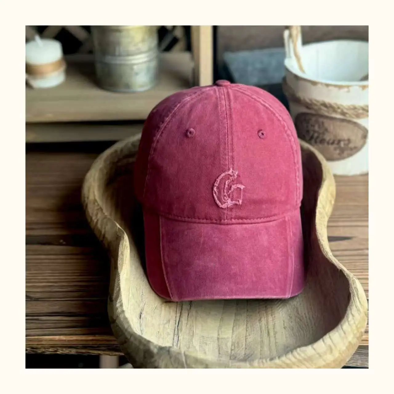 Maroon Japanese Style Baseball Cap for Men — feature 8
