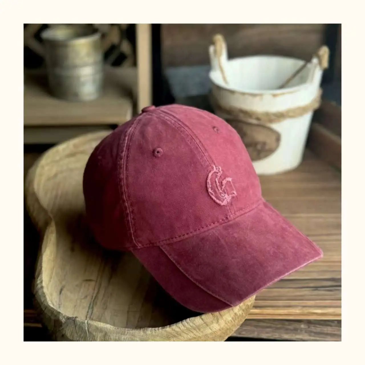 Maroon Japanese Style Baseball Cap for Men — feature 9