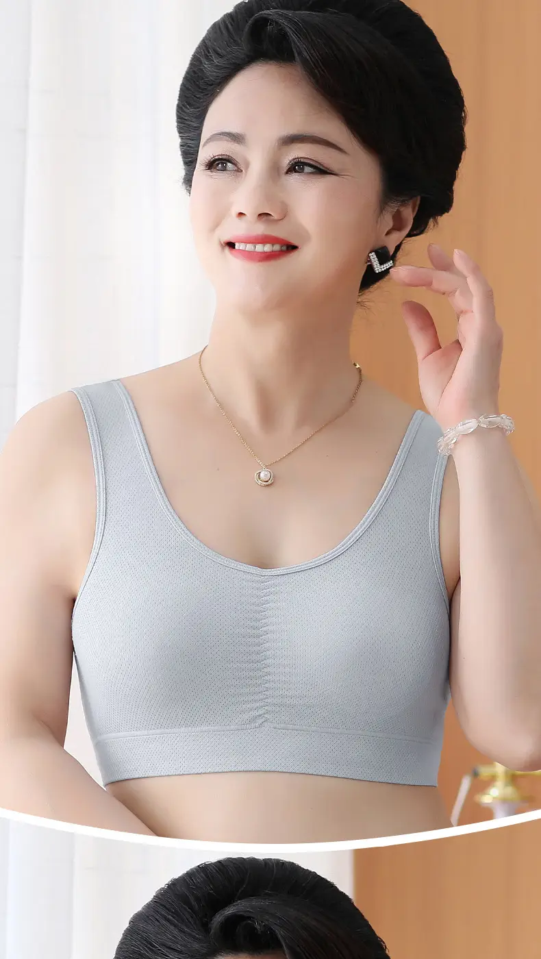 Plus-Size Sports Bra for Middle-Aged and Elderly Women, Seamless Ice Silk Mom-Style Vest Bra, Thin Wireless Push-Up Bra — feature 16