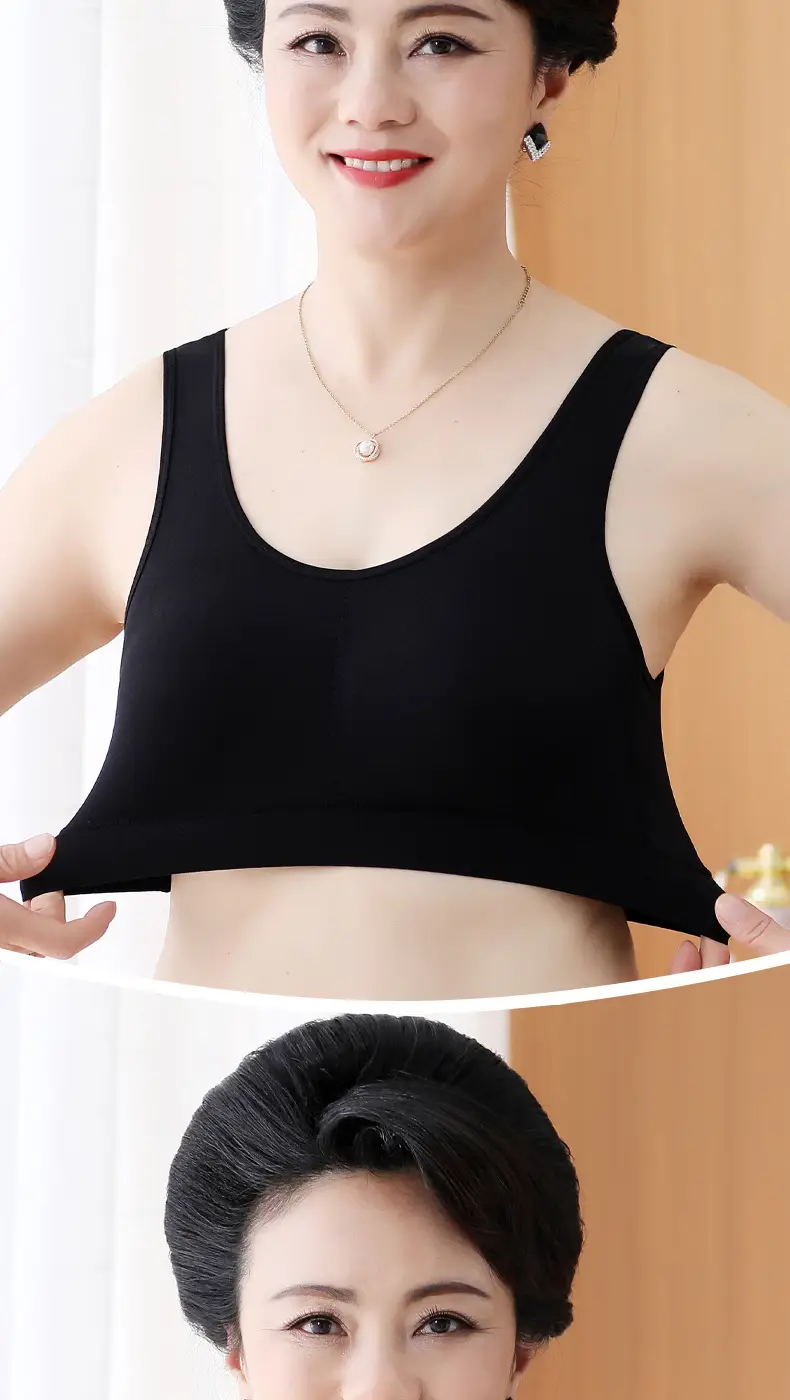 Plus-Size Sports Bra for Middle-Aged and Elderly Women, Seamless Ice Silk Mom-Style Vest Bra, Thin Wireless Push-Up Bra — feature 18