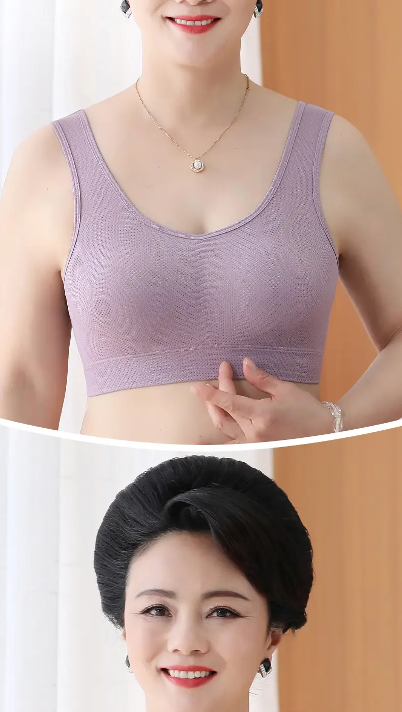 Plus-Size Sports Bra for Middle-Aged and Elderly Women, Seamless Ice Silk Mom-Style Vest Bra, Thin Wireless Push-Up Bra — feature 19
