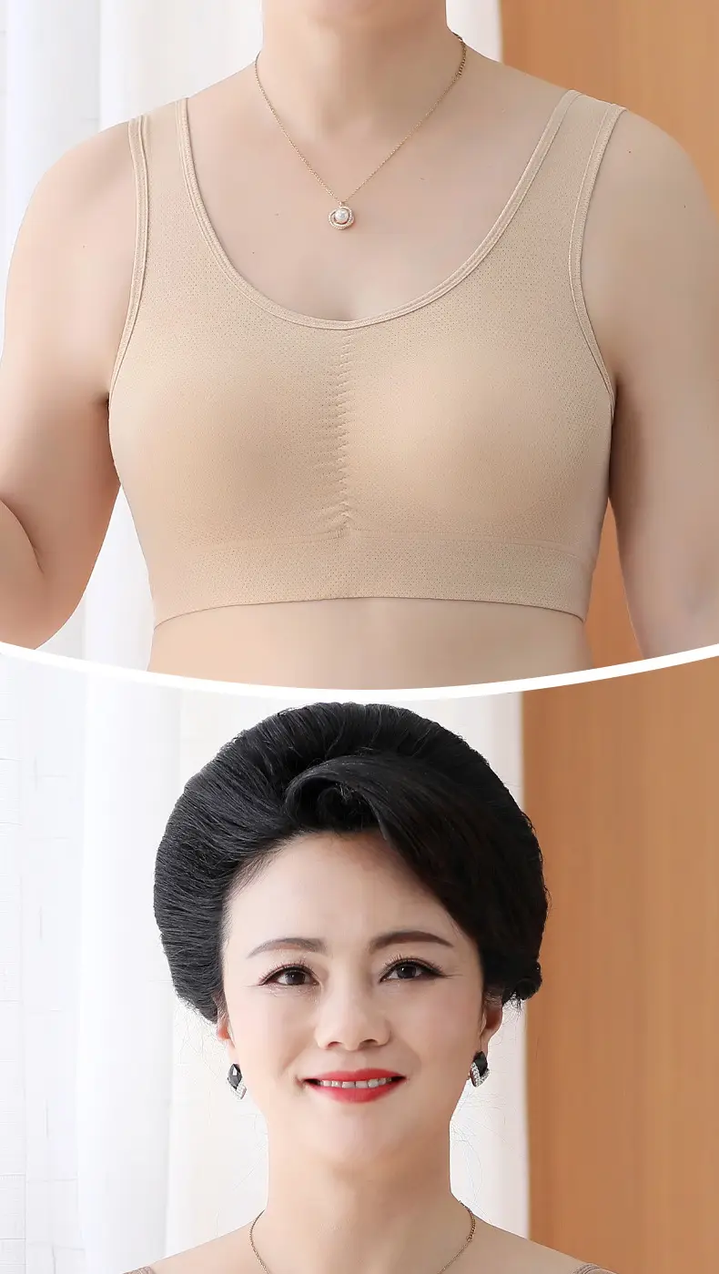 Plus-Size Sports Bra for Middle-Aged and Elderly Women, Seamless Ice Silk Mom-Style Vest Bra, Thin Wireless Push-Up Bra — feature 20