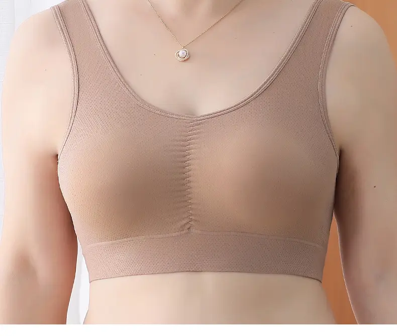 Plus-Size Sports Bra for Middle-Aged and Elderly Women, Seamless Ice Silk Mom-Style Vest Bra, Thin Wireless Push-Up Bra — feature 21