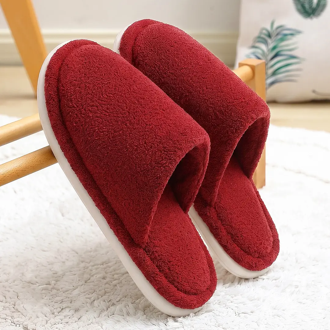 Home Cotton Slippers for Women, Autumn and Winter Indoor Plush Warm Slippers for Couples, Silent Non-Slip Furry Slippers for Men, Wholesale