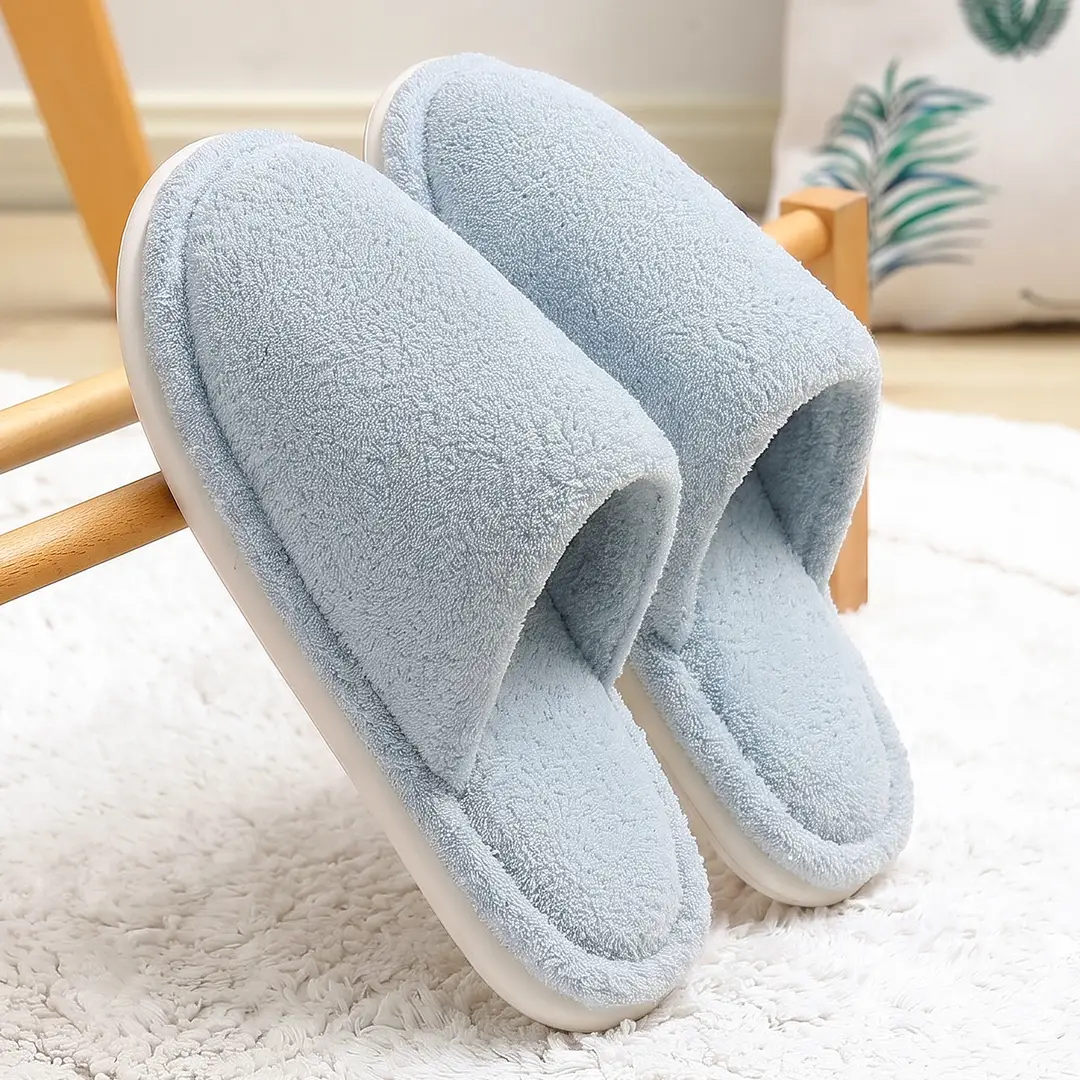 Home Cotton Slippers for Women, Autumn and Winter Indoor Plush Warm Slippers for Couples, Silent Non-Slip Furry Slippers for Men, Wholesale