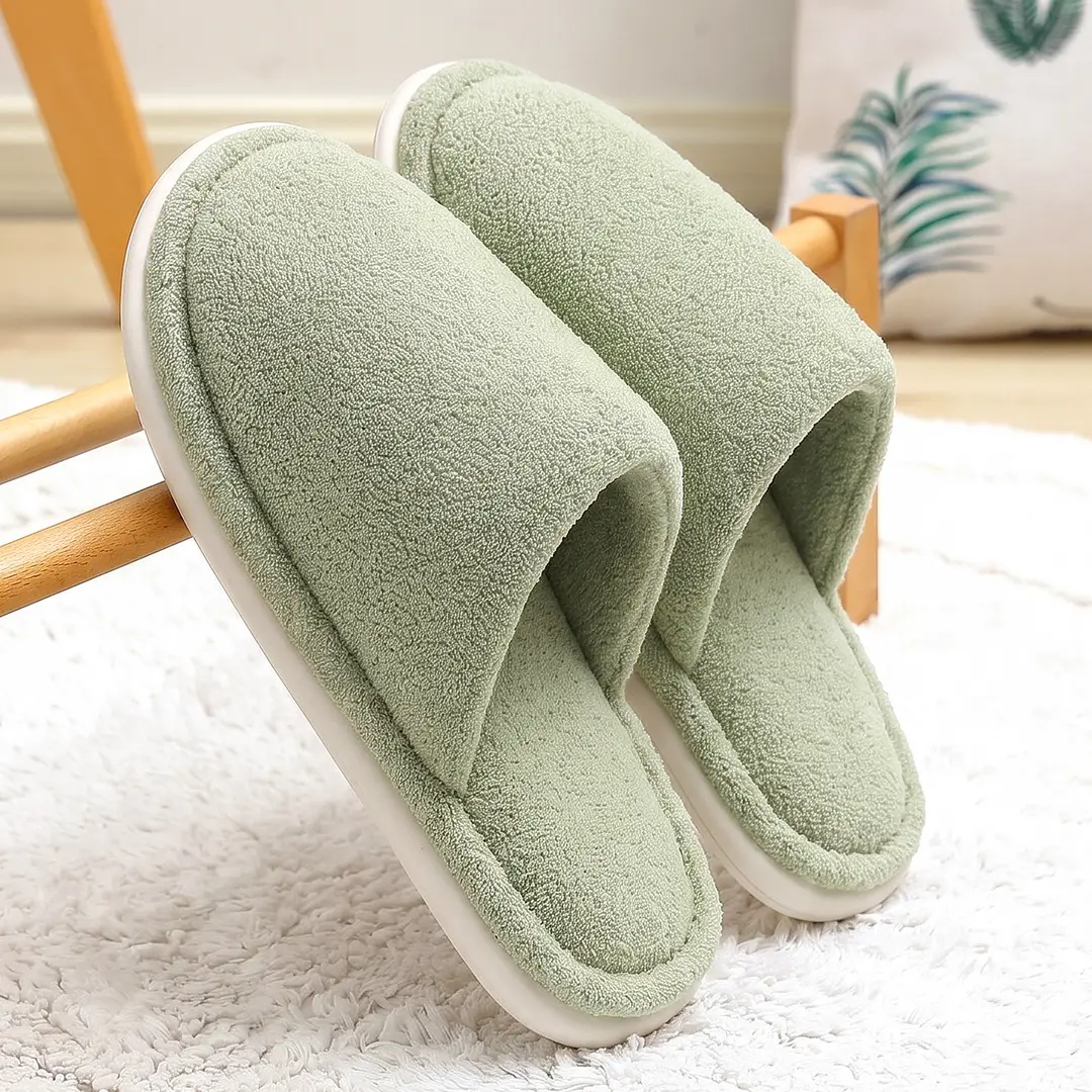 Home Cotton Slippers for Women, Autumn and Winter Indoor Plush Warm Slippers for Couples, Silent Non-Slip Furry Slippers for Men, Wholesale