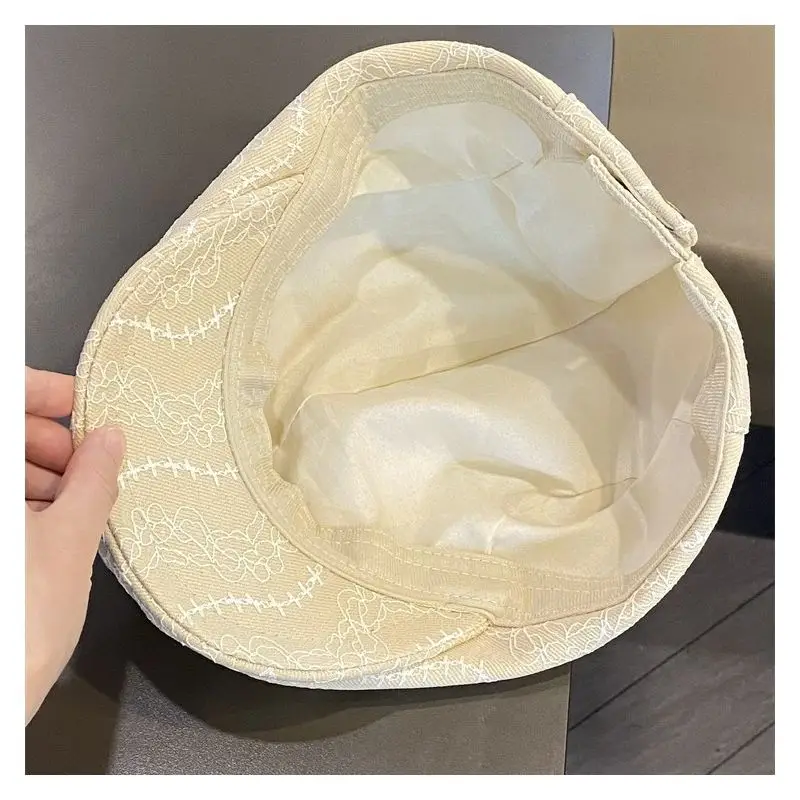 Women Lace Forward Hat Spring Summer Painter Beret - Image 7