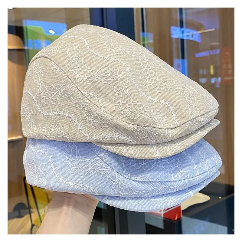 Women Lace Forward Hat Spring Summer Painter Beret - Image 8