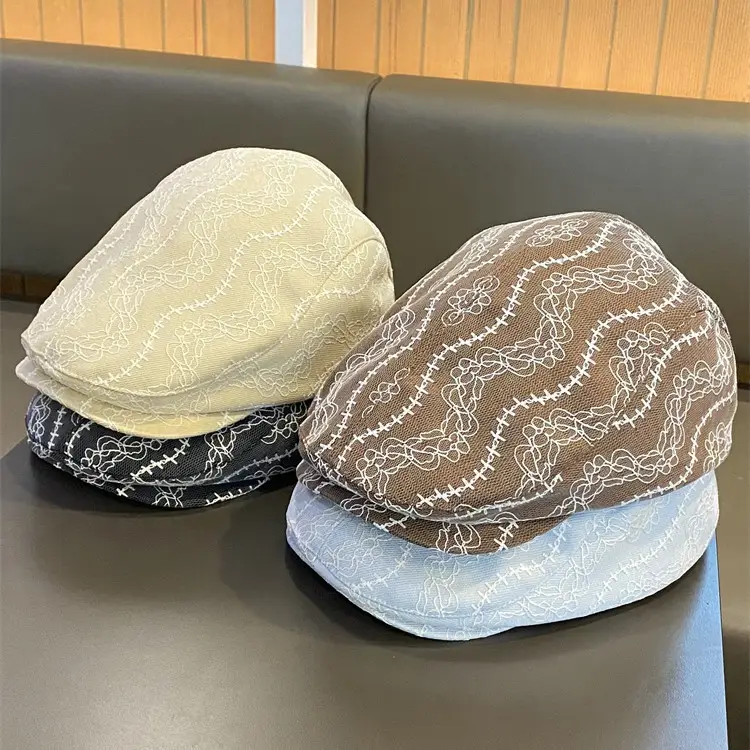 Women Lace Forward Hat Spring Summer Painter Beret — feature 1