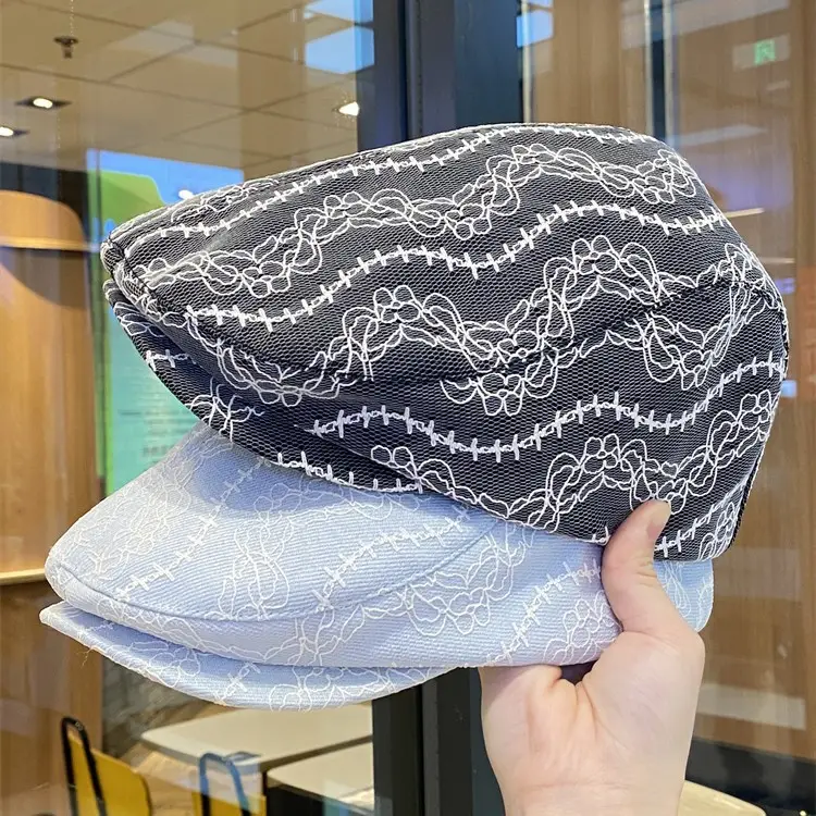Women Lace Forward Hat Spring Summer Painter Beret — feature 2