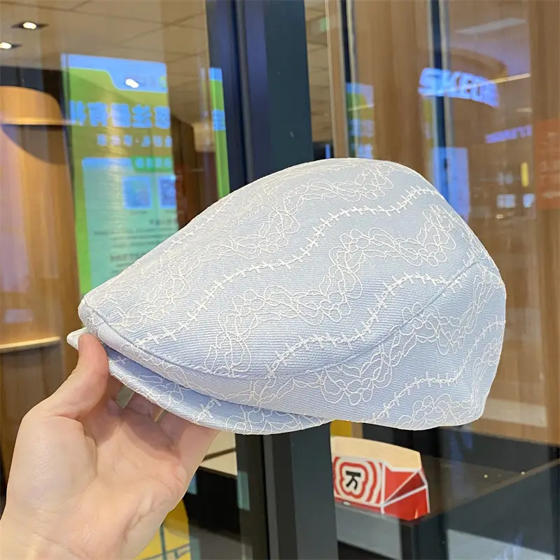Women Lace Forward Hat Spring Summer Painter Beret - Image 2