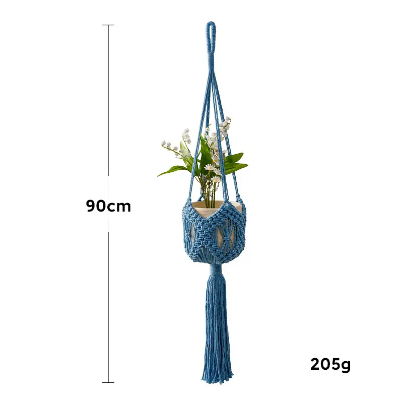 New Cross-Border Woven Flower Pot Hanging Net Bag Cotton Thread Gardening Green Plant Flower Pot Hanging Basket Handmade Woven Flower Pot Hanging Net