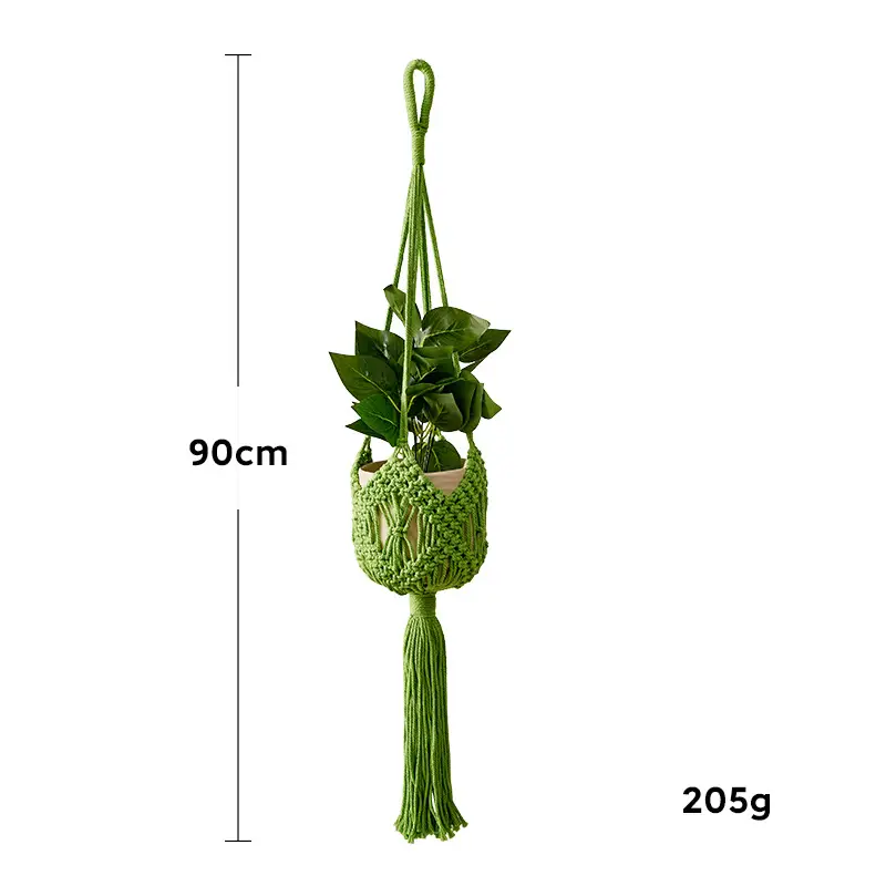 New Cross-Border Woven Flower Pot Hanging Net Bag Cotton Thread Gardening Green Plant Flower Pot Hanging Basket Handmade Woven Flower Pot Hanging Net