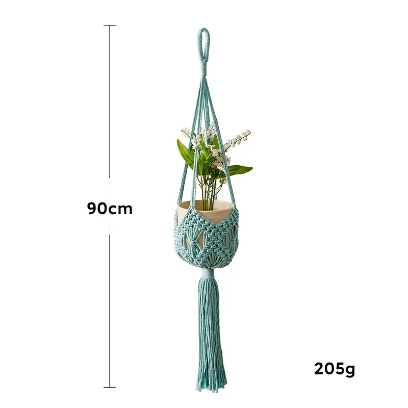 New Cross-Border Woven Flower Pot Hanging Net Bag Cotton Thread Gardening Green Plant Flower Pot Hanging Basket Handmade Woven Flower Pot Hanging Net