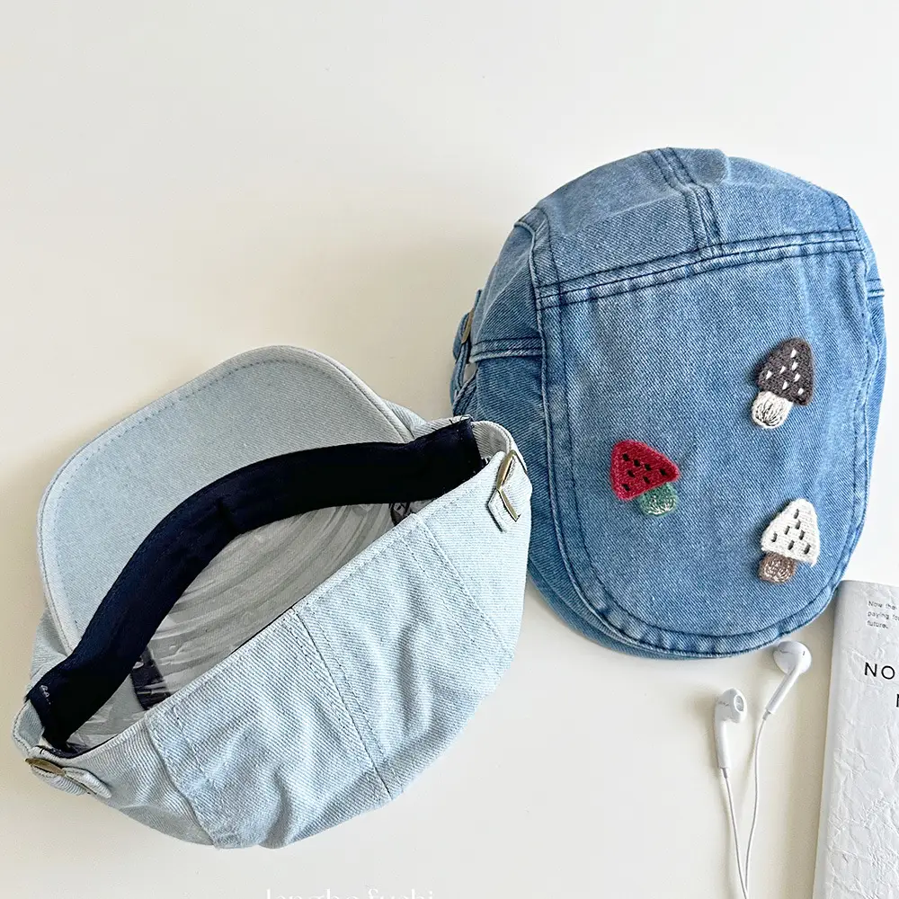 Women's Mushroom Denim Cap with Face Patch 2025 - Image 8