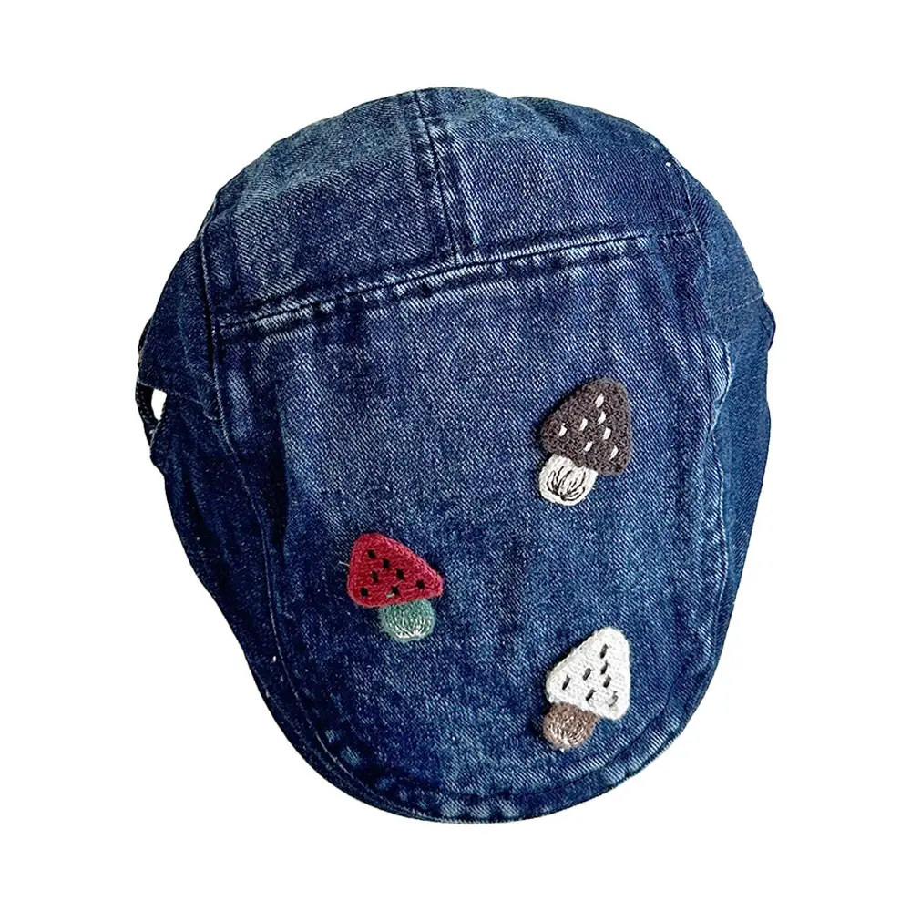 Women's Mushroom Denim Cap with Face Patch 2025 - Image 9