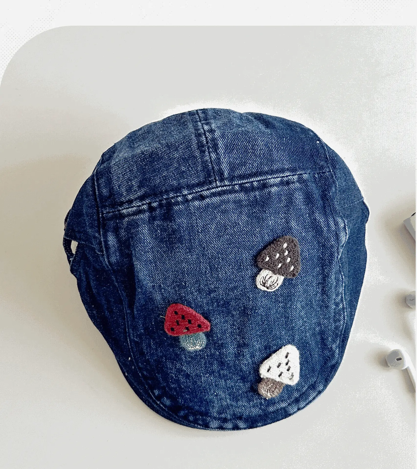 Women's Mushroom Denim Cap with Face Patch 2025 — feature 31