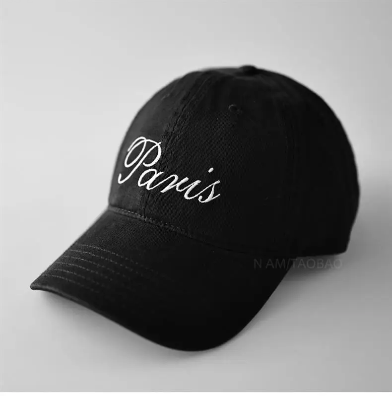 Red Embroidered Baseball Cap with "Paris" Script for Men Women — feature 3
