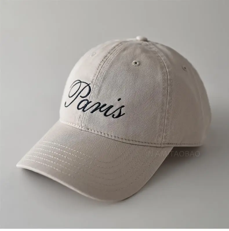 Red Embroidered Baseball Cap with "Paris" Script for Men Women — feature 4