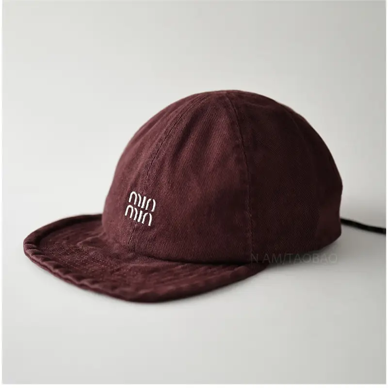Vintage Brown Duckbill Cap with Back Drawstring for Men Women