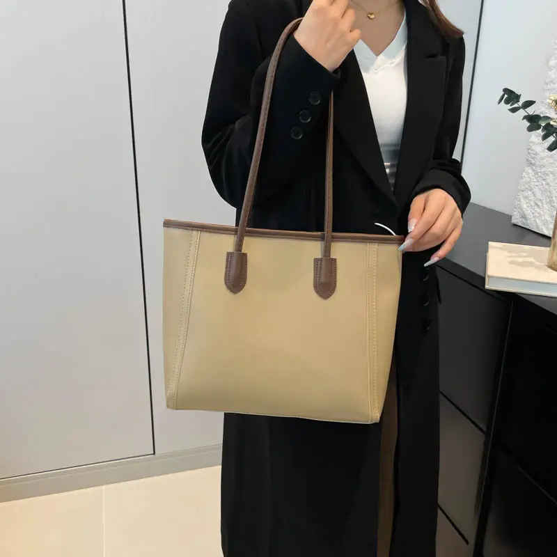 Women's Cross-Border Leather Tote Bag Large Capacity Beige - Image 6