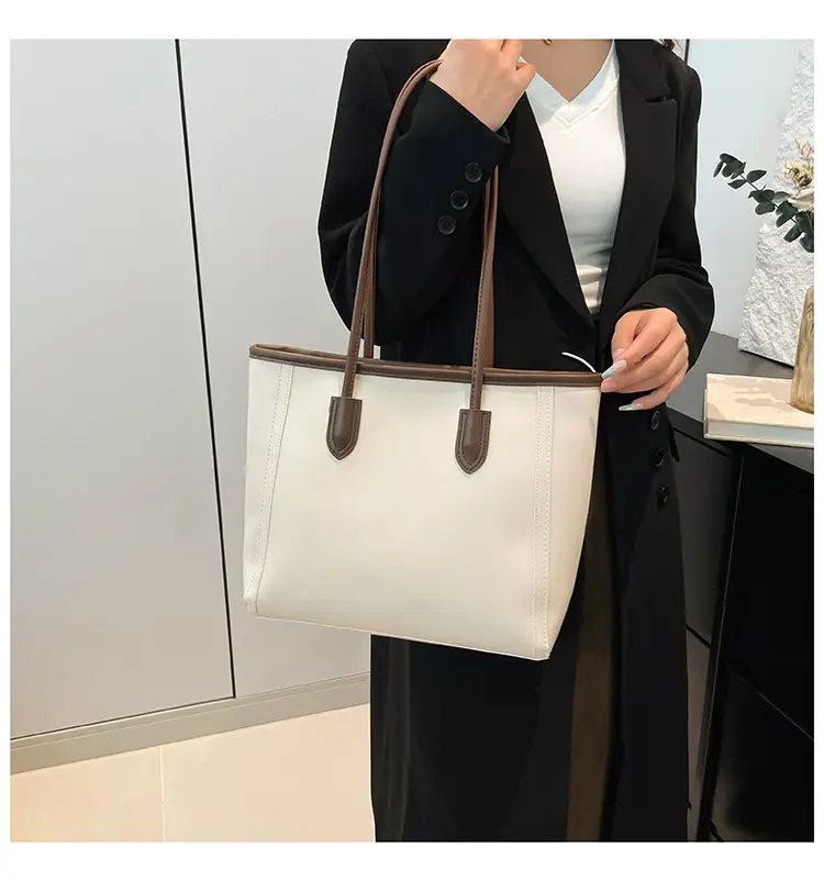 Women's Cross-Border Leather Tote Bag Large Capacity Beige — feature 22
