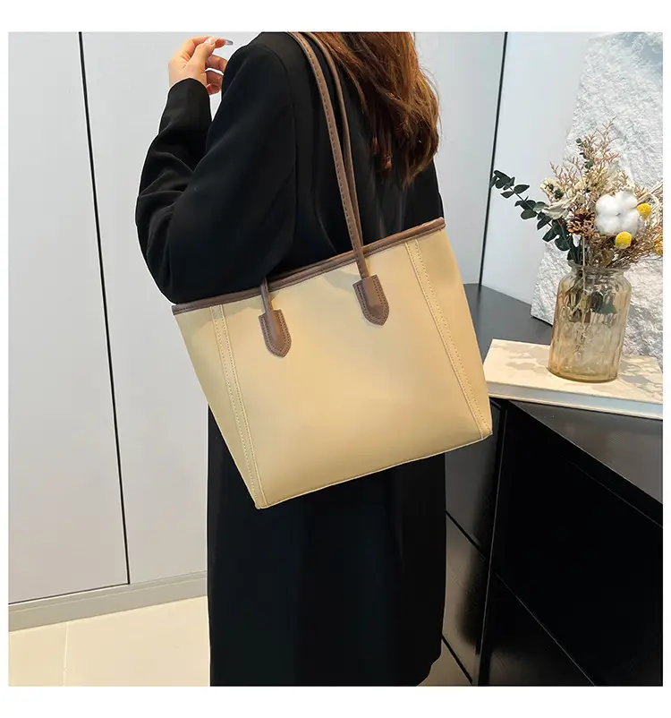 Women's Cross-Border Leather Tote Bag Large Capacity Beige — feature 30